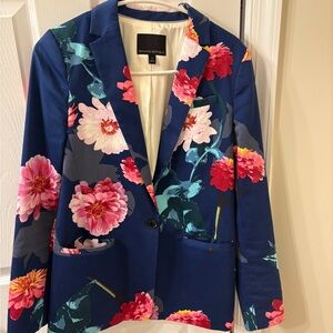Banana Republic Women's Floral Blazer - Blue and Pink